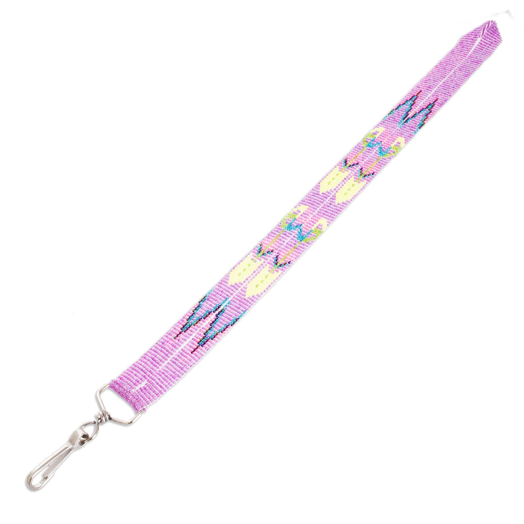 Handmade Beaded Neck Lanyard Keychain Holder in Lilac - Handy and Heavenly