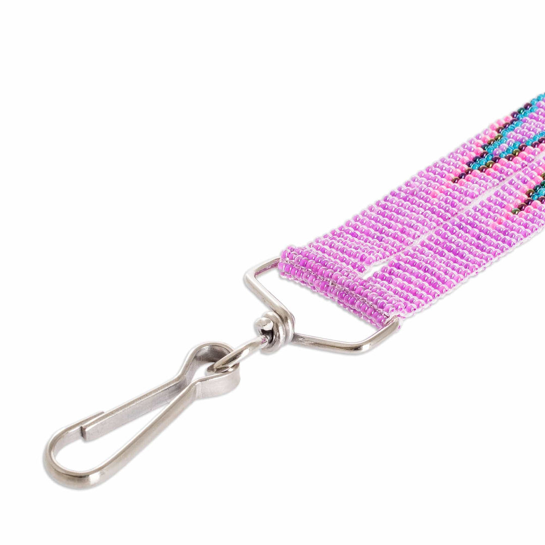 Handmade Beaded Neck Lanyard Keychain Holder in Lilac - Handy and Heavenly