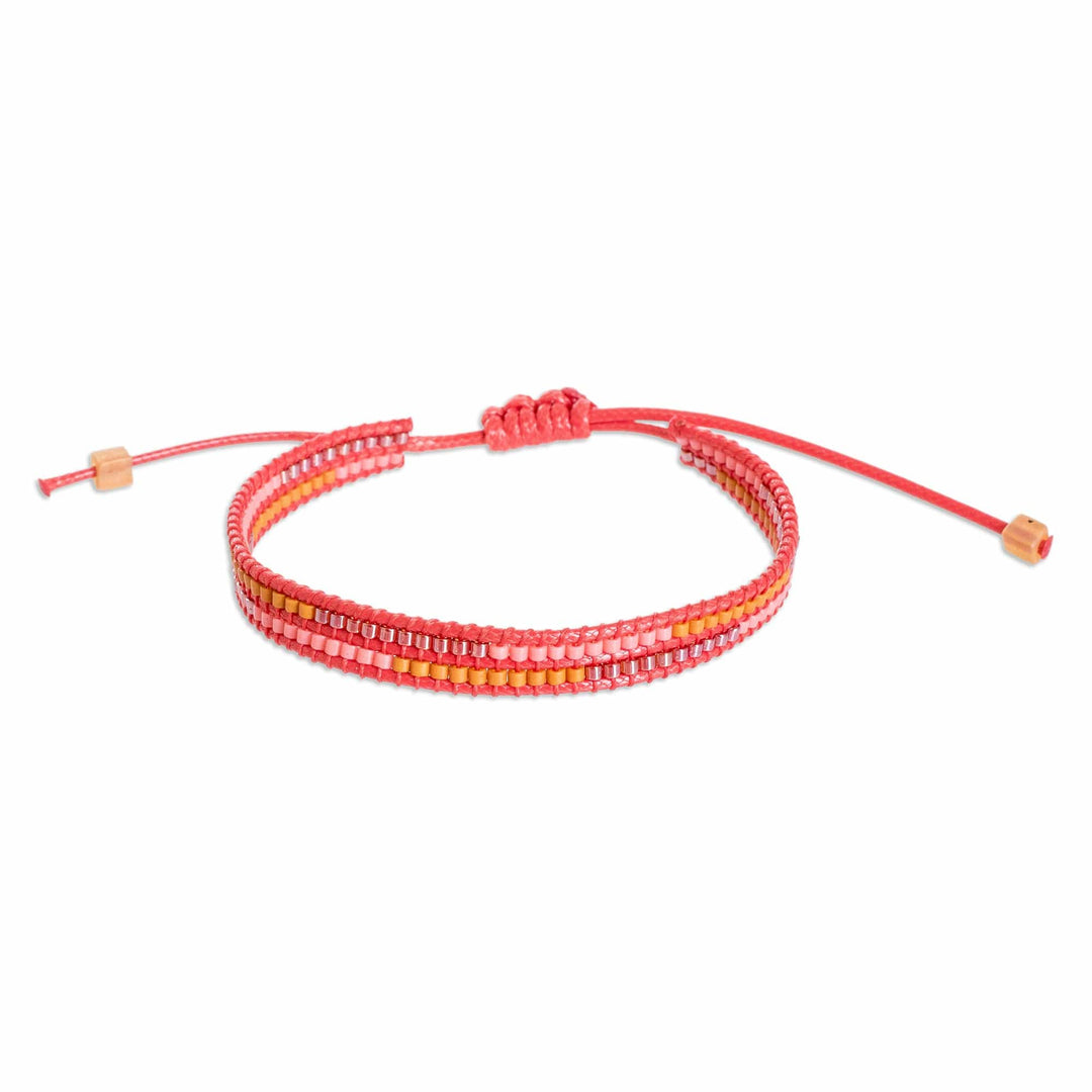 Adjustable Strawberry Glass Beaded Wristband Bracelet - Charming Strawberry