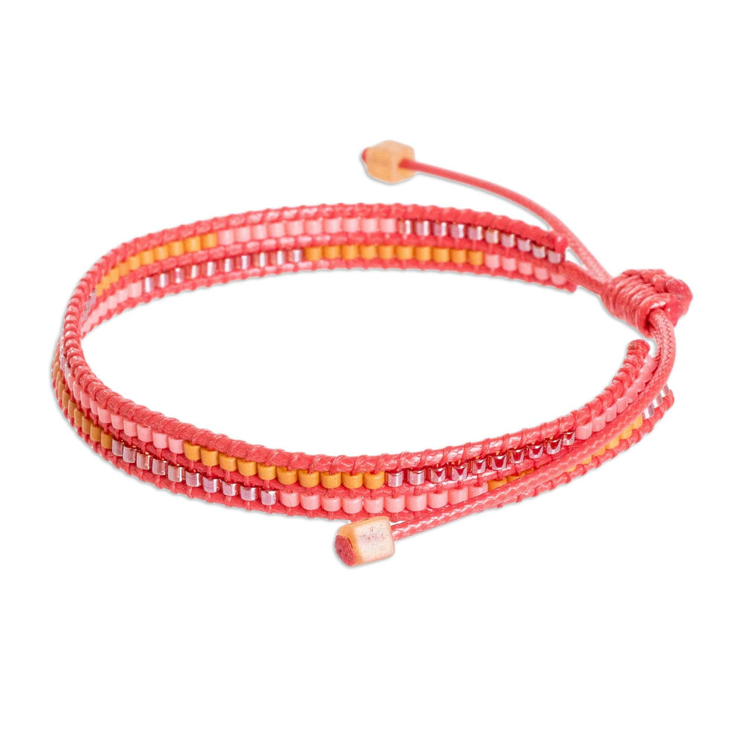 Adjustable Strawberry Glass Beaded Wristband Bracelet - Charming Strawberry