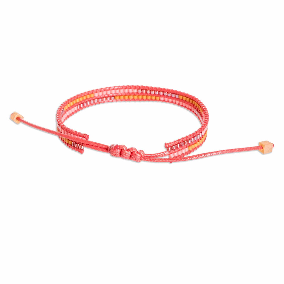 Adjustable Strawberry Glass Beaded Wristband Bracelet - Charming Strawberry