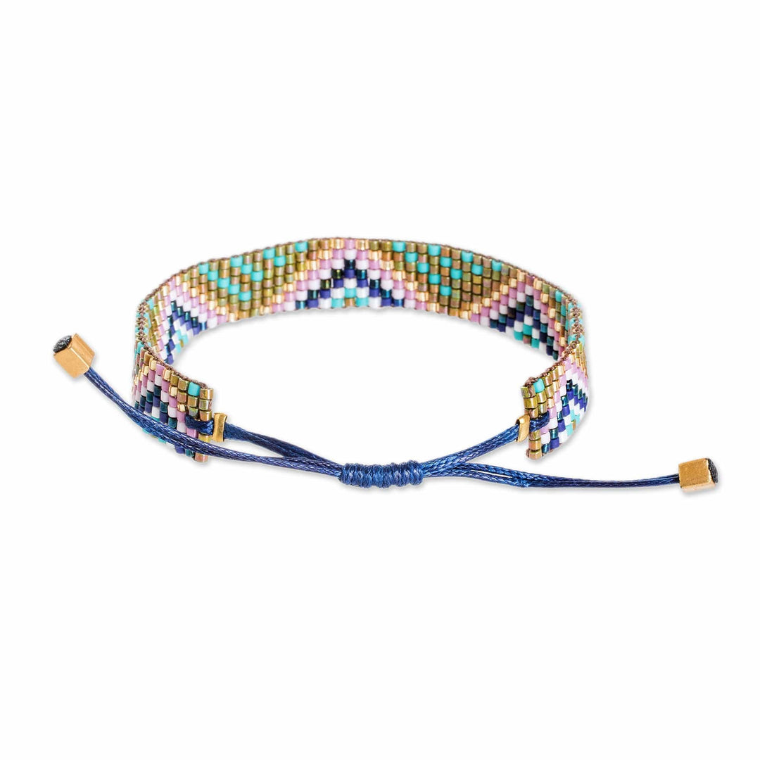 Handmade Geometric Colorful Glass Beaded Wristband Bracelet - Enchanted Pyramids