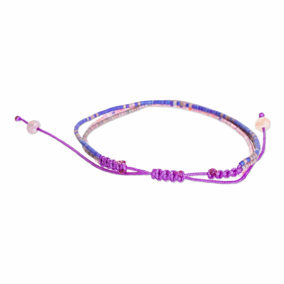 Handcrafted Purple Glass Beaded Three-Strand Bracelet - Magical Lives