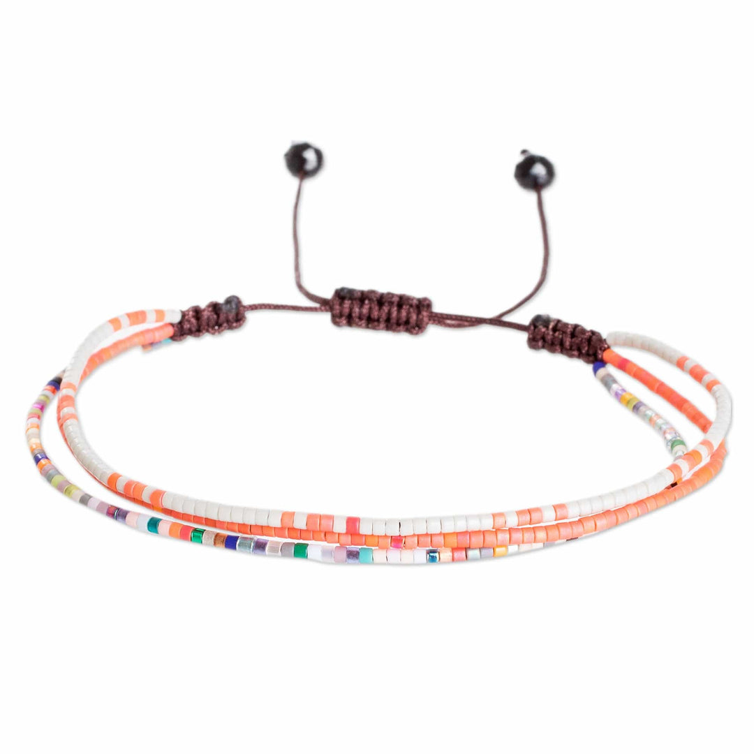 Handcrafted Pink Glass Beaded Three-Strand Bracelet - Sparkling Lives