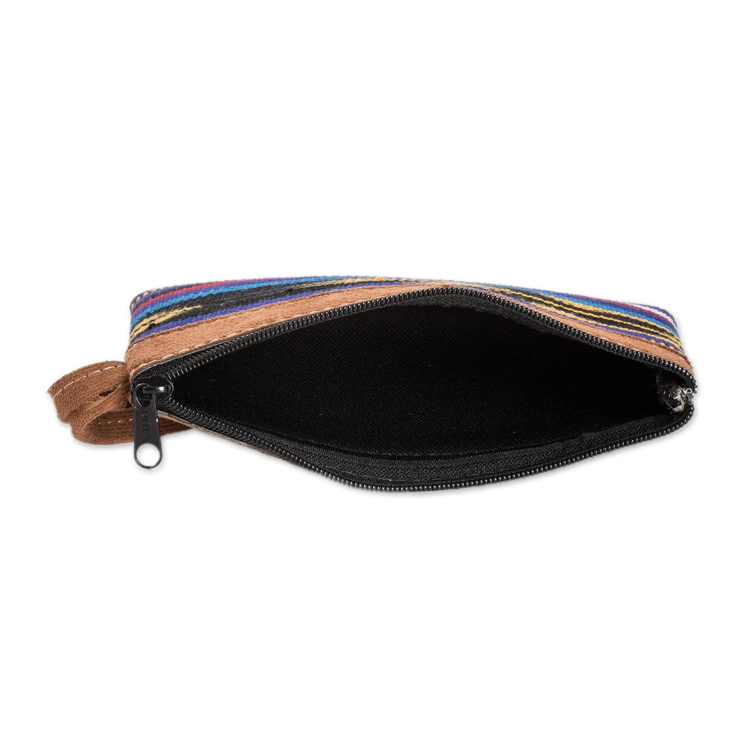 Blue Patterned Cotton Wristlet Bag Handwoven in Guatemala - Guatemalan Skies
