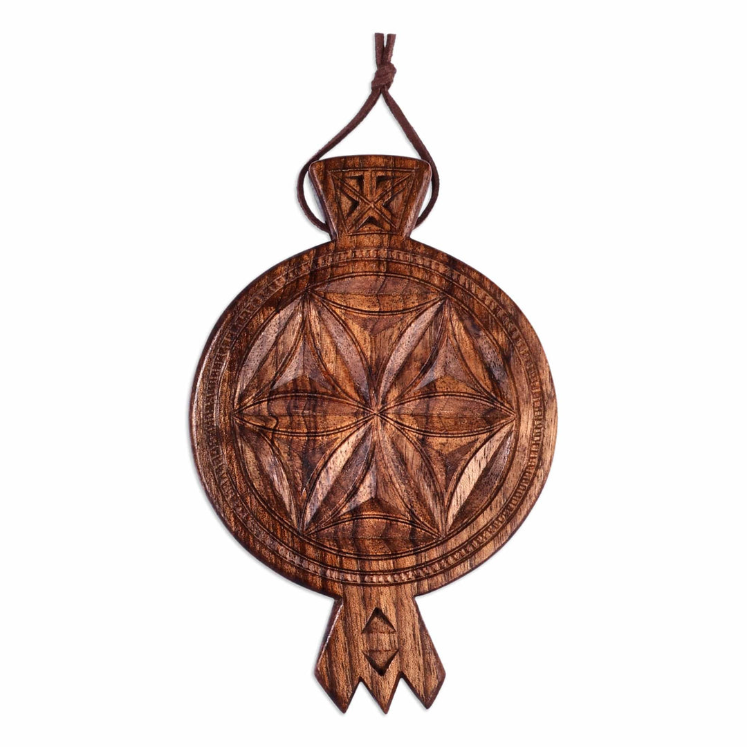 Pomegranate-Shaped Walnut Wood Daghdghan Wall Decor - Passion Amulet