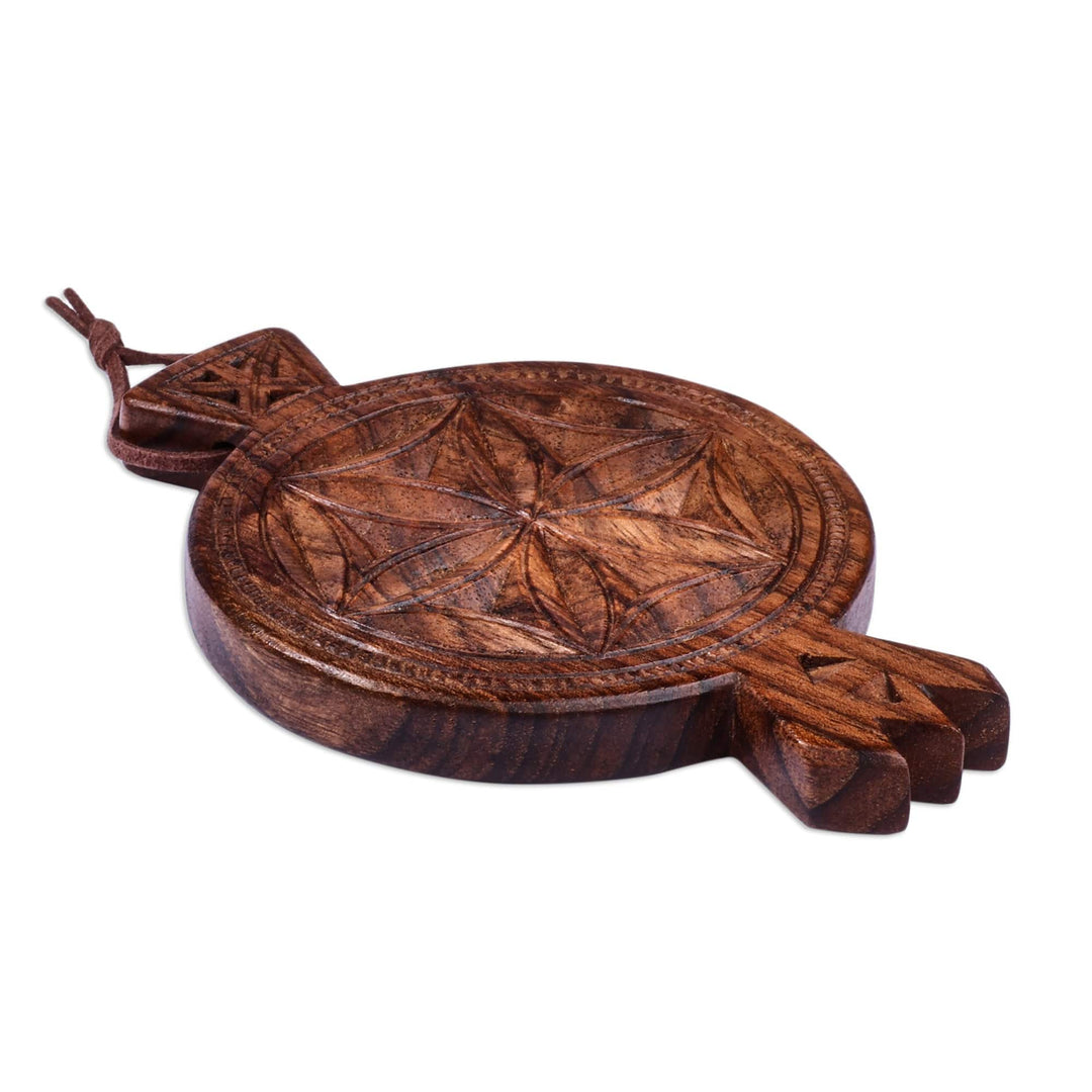 Pomegranate-Shaped Walnut Wood Daghdghan Wall Decor - Passion Amulet