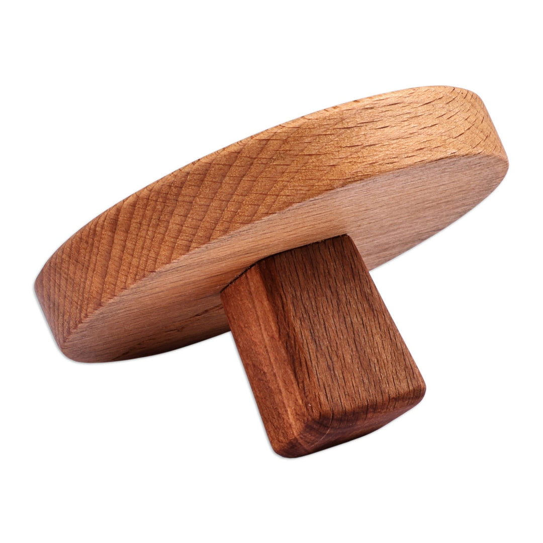 Hand-Carved Round Swirl-Patterned Beechwood Cookie Press - Sweetly Hypnotic