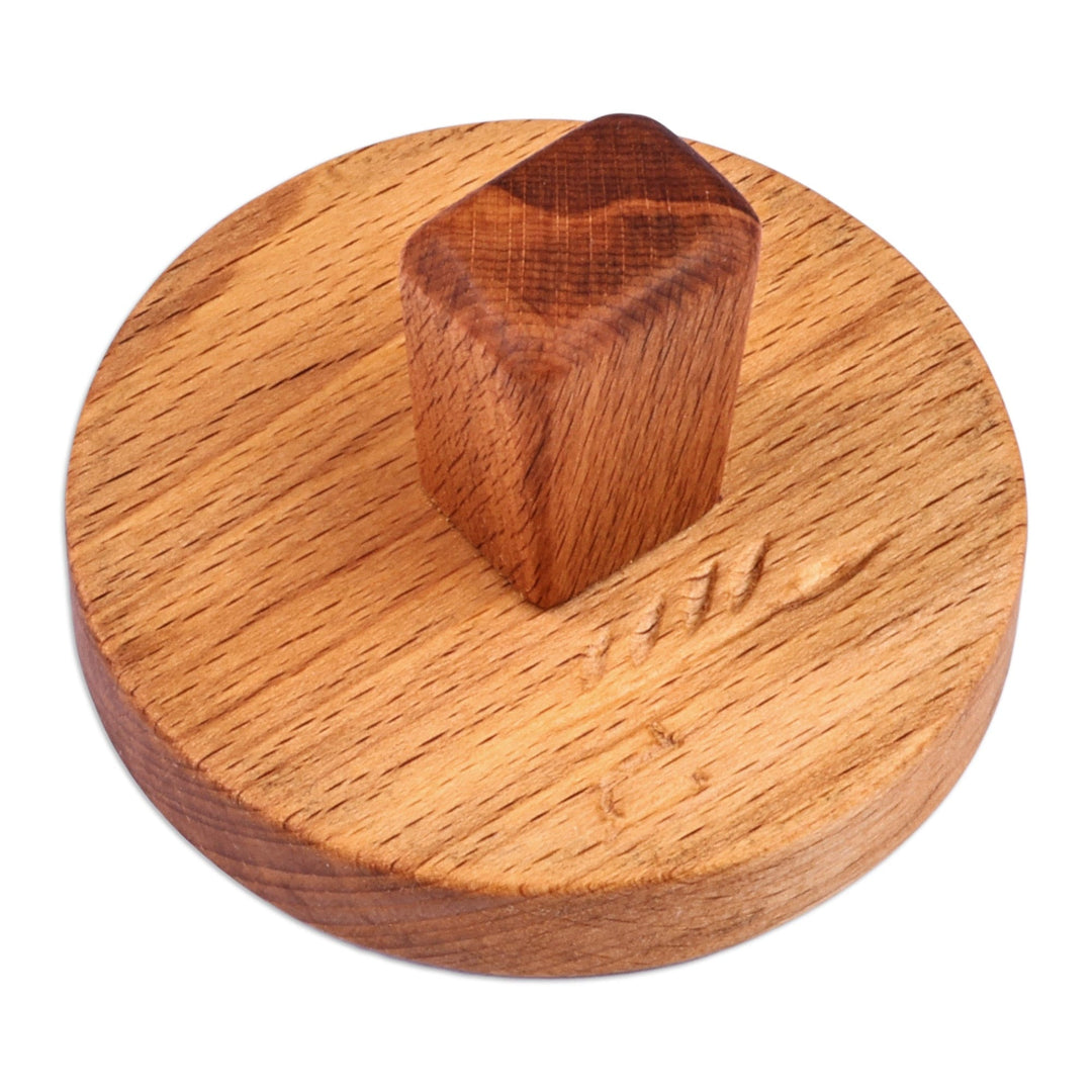 Hand-Carved Round Floral Beechwood Cookie Press - Sweetly Floral