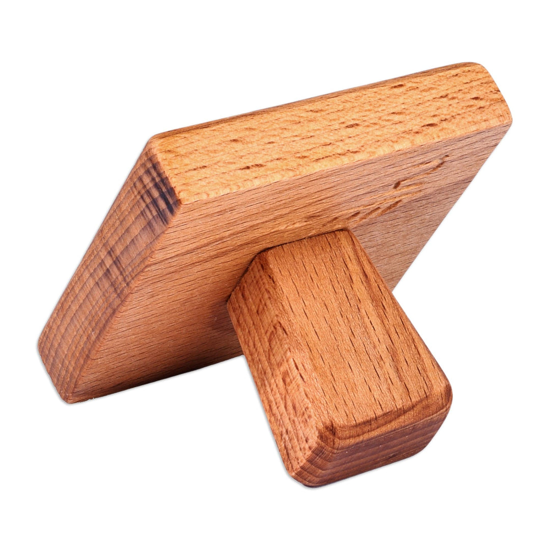 Hand-Carved Square Diamond-Patterned Beechwood Cookie Press - Delicious Diamond