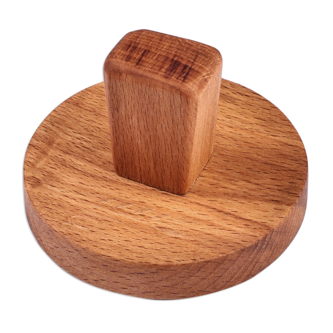 Hand-Carved Round Sunflower-Patterned Beechwood Cookie Press - Sweetly Sunny