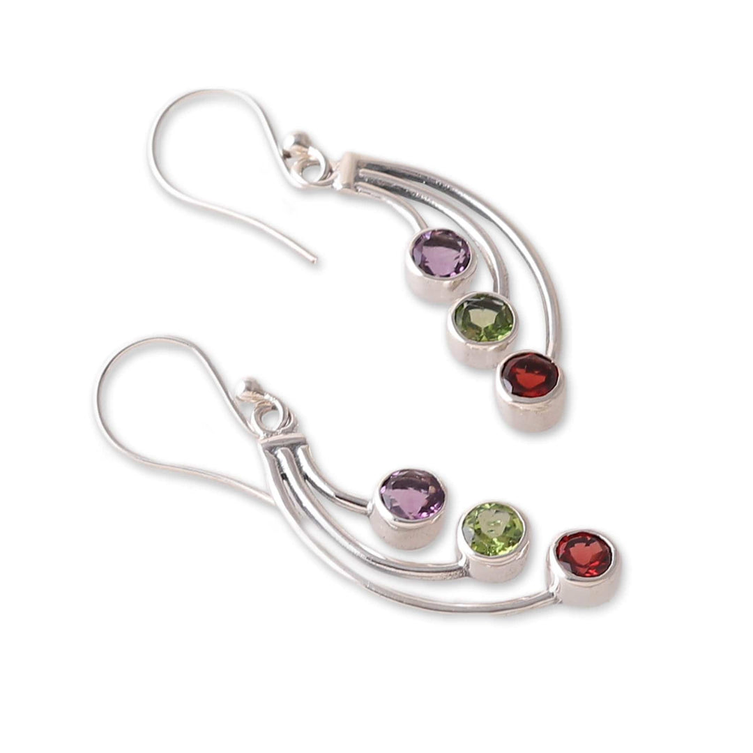 Modern Three-Carat Faceted Mutil-Gemstone Dangle Earrings - Mystic Scepters