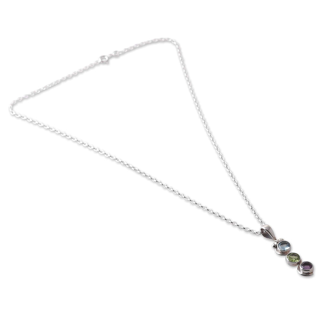 Polished Two-Carat Faceted Multi-Gemstone Pendant Necklace - Serene Goddess