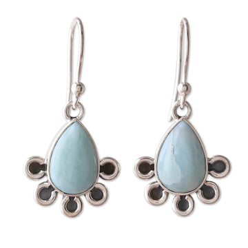 Sterling Silver Dangle Earrings with Larimar Stones - Exotic Magnetism