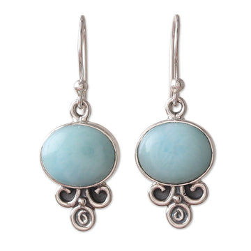 Sterling Silver Larimar Dangle Earrings Made in India - Graceful Glam