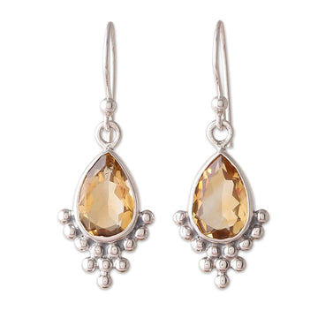 Sterling Silver and Citrine Dangle Earrings Made in India - Sublime Dream