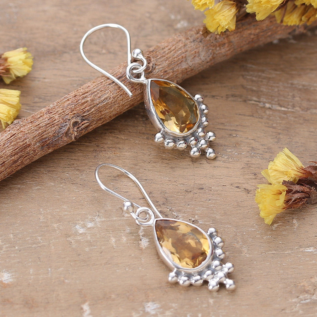 Sterling Silver and Citrine Dangle Earrings Made in India - Sublime Dream