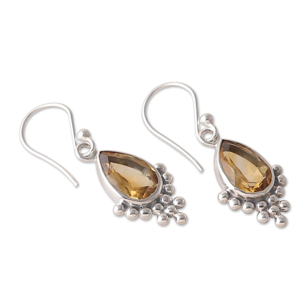 Sterling Silver and Citrine Dangle Earrings Made in India - Sublime Dream