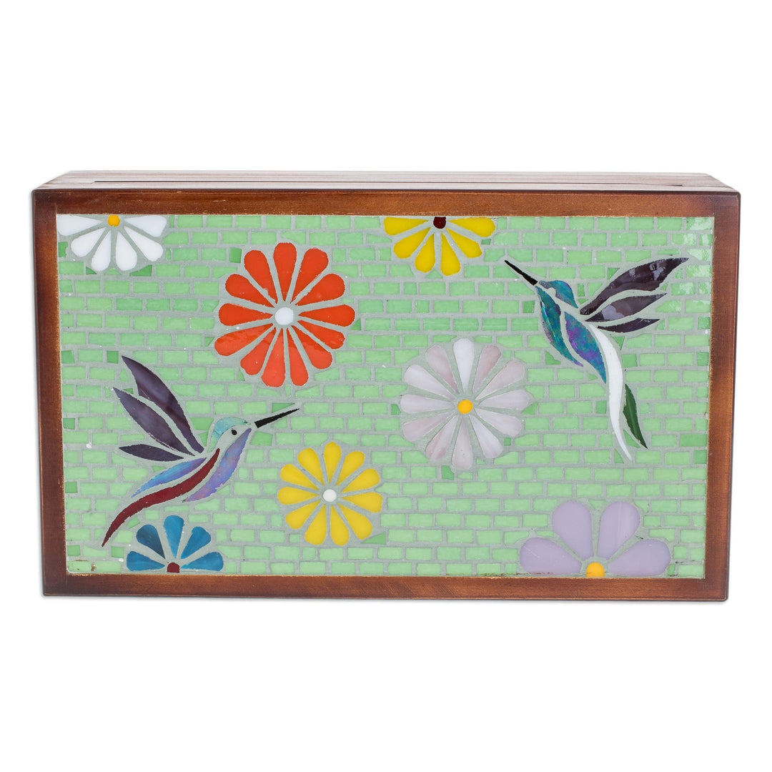 Handcrafted Nature-Themed Pinewood Tea Box in Brown - Spring Visions