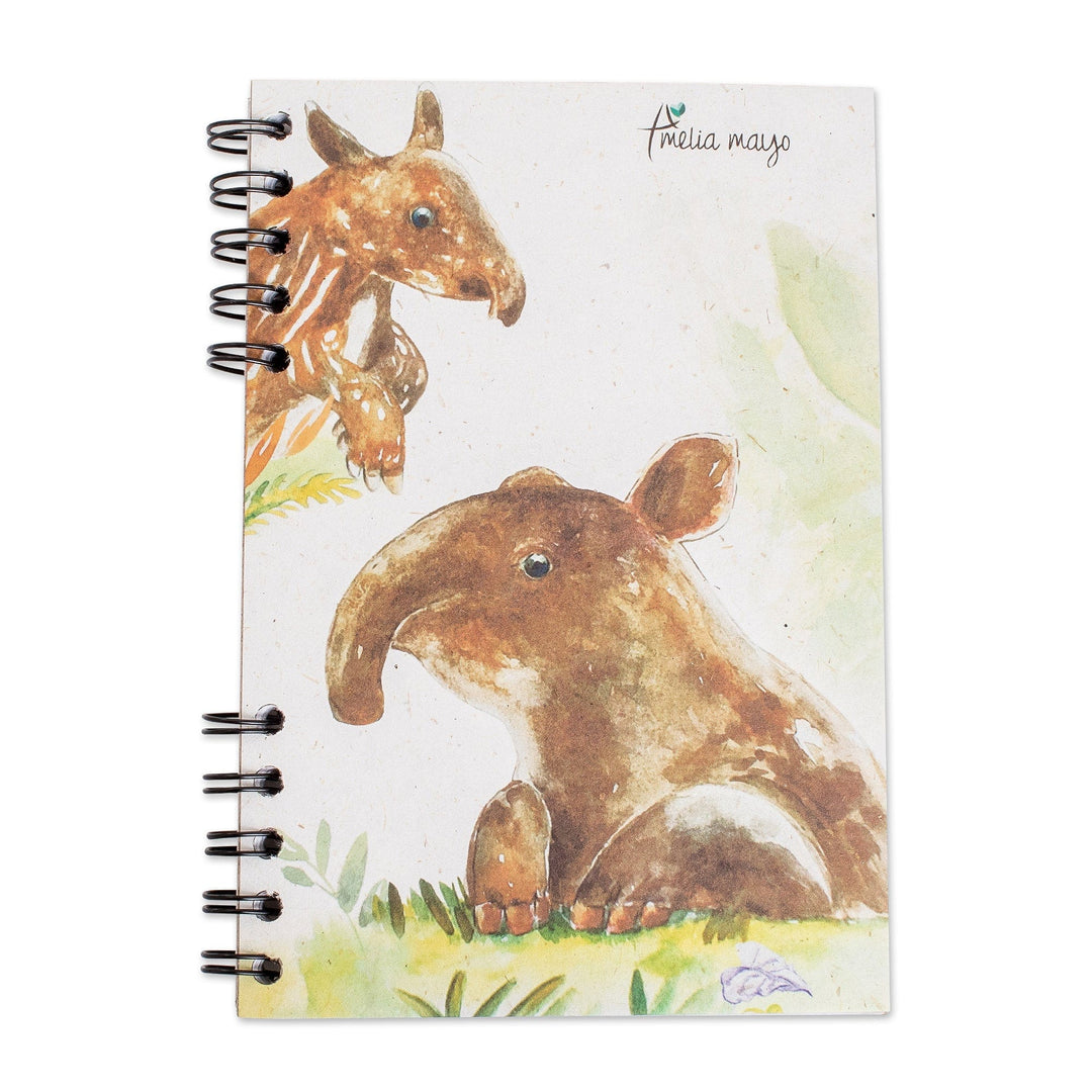 Tapir-Themed Art Print Recycled Paper Journal with 70 Pages - Tapir Journey