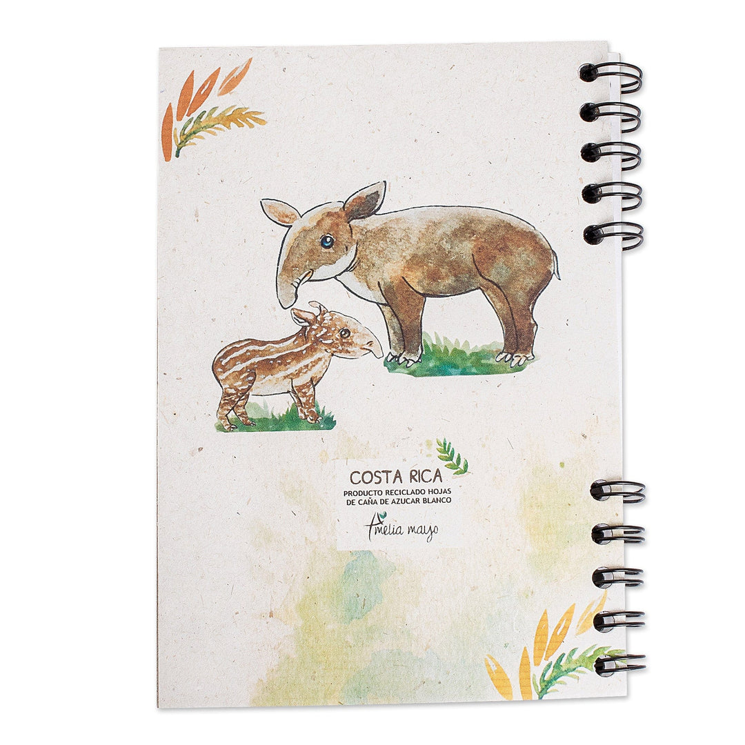 Tapir-Themed Art Print Recycled Paper Journal with 70 Pages - Tapir Journey