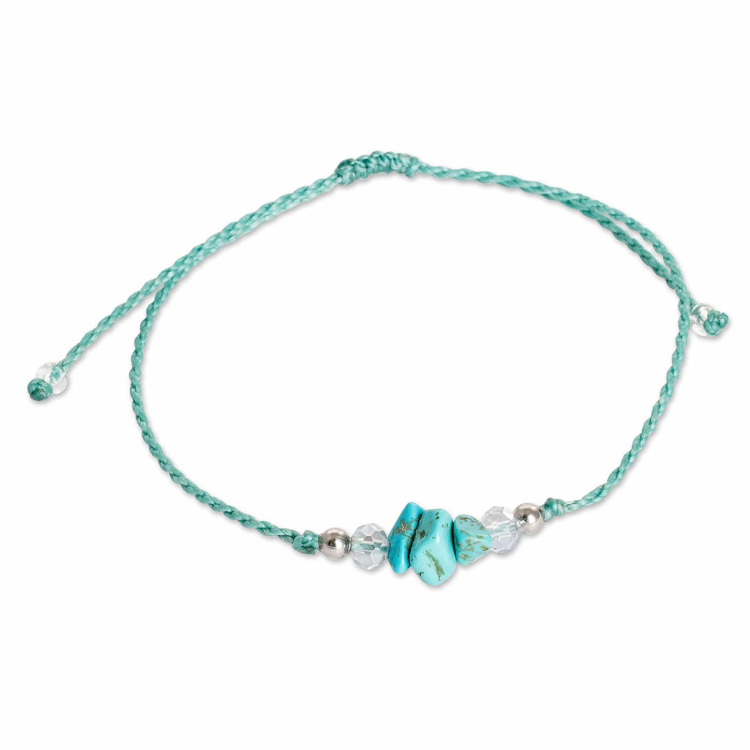 Handmade Recon Turquoise and Crystal Pendant Bracelet - Tropical Lagoon Trio