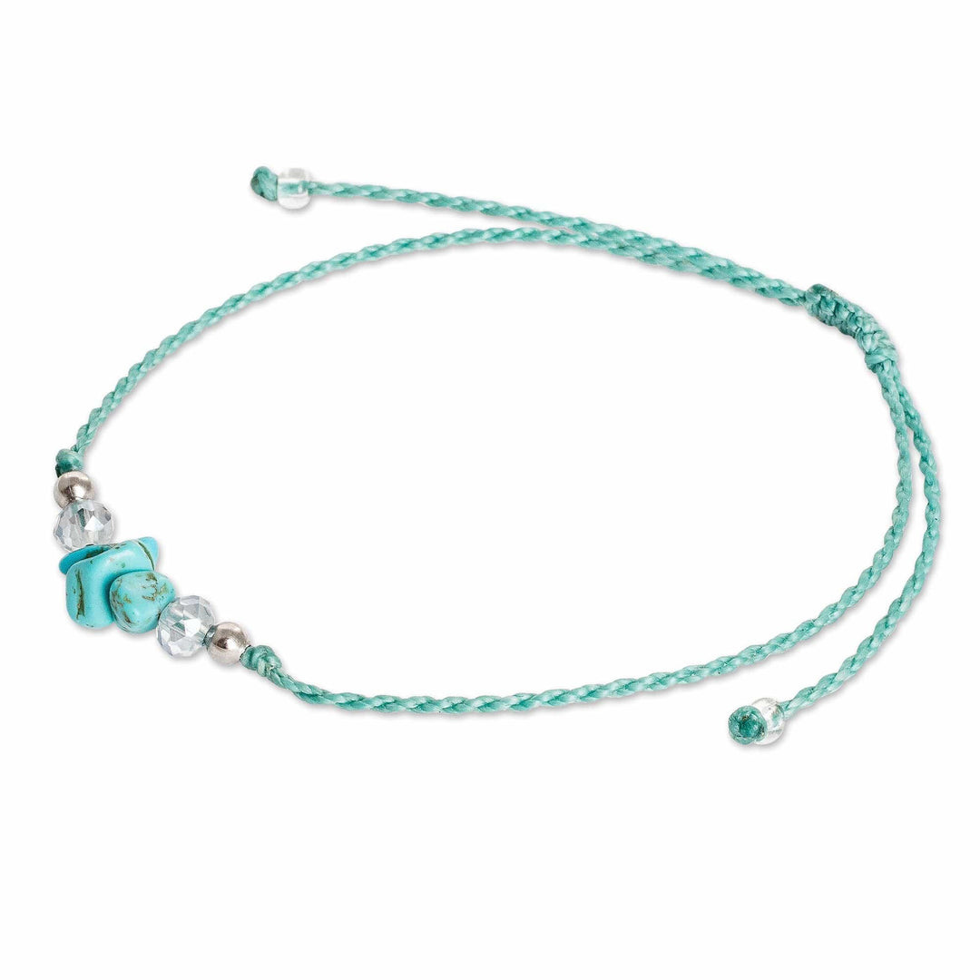 Handmade Recon Turquoise and Crystal Pendant Bracelet - Tropical Lagoon Trio
