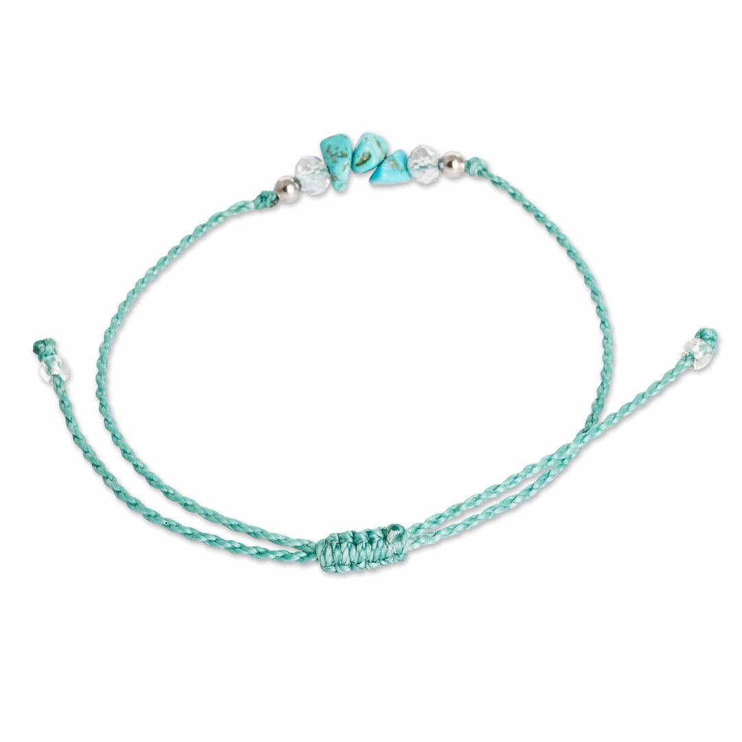 Handmade Recon Turquoise and Crystal Pendant Bracelet - Tropical Lagoon Trio