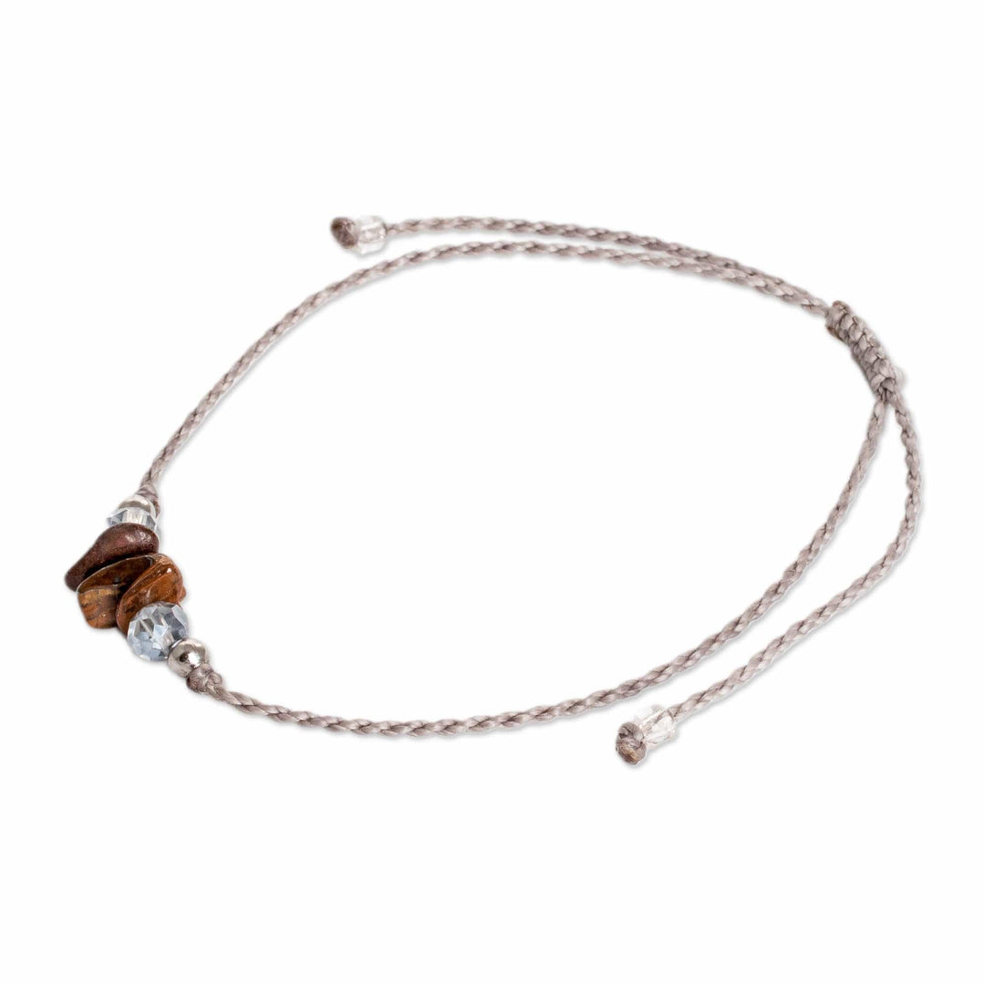 Handcrafted Tiger's Eye and Crystal Pendant Bracelet - Tropical Courageous Trio