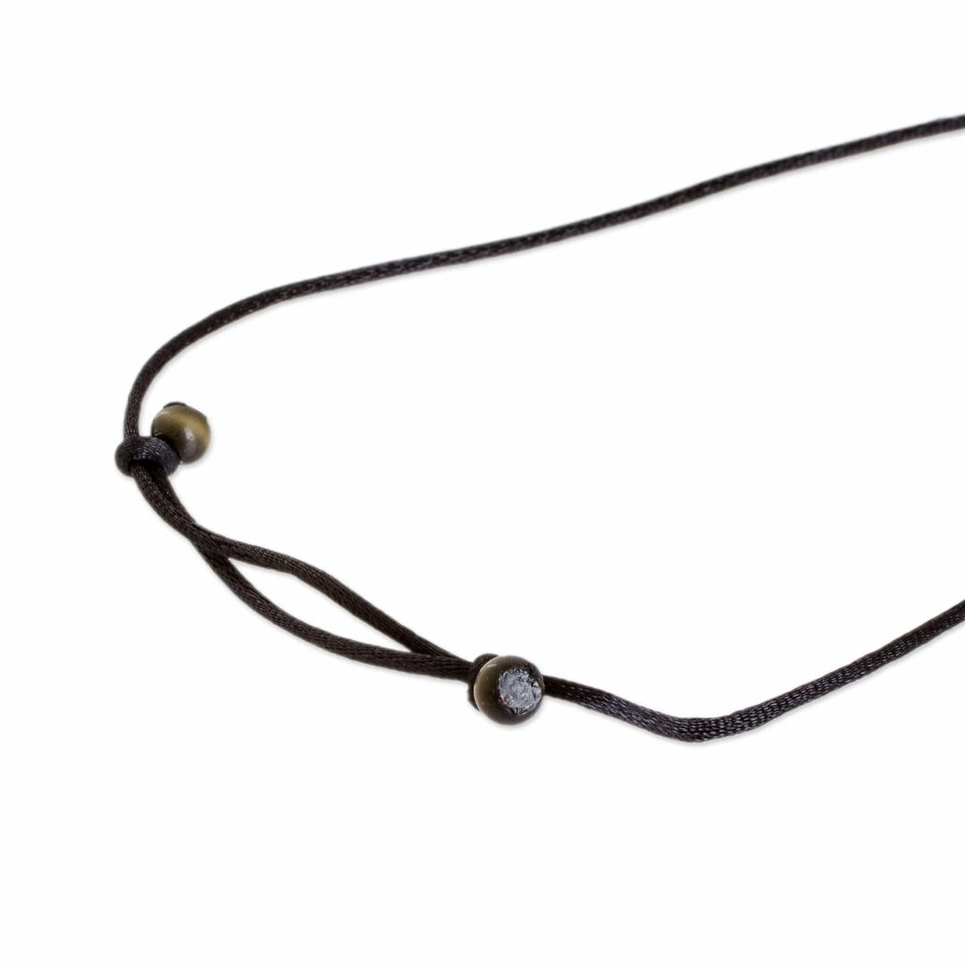 Modern Blue and Green Square Recycled Glass Pendant Necklace - Crystalline Allure