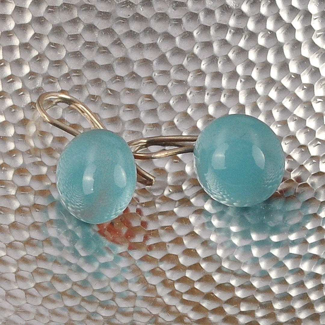 Modern Light Blue Ceramic Drop Earrings with Silver Hooks - Light Blue Moon