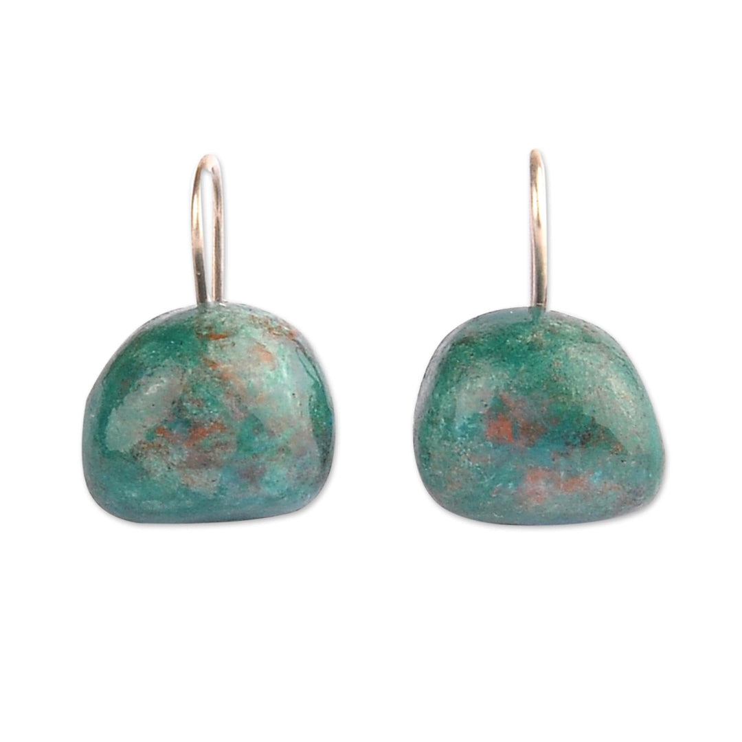 Modern Teal Ceramic Drop Earrings with Sterling Silver Hooks - Teal Sky
