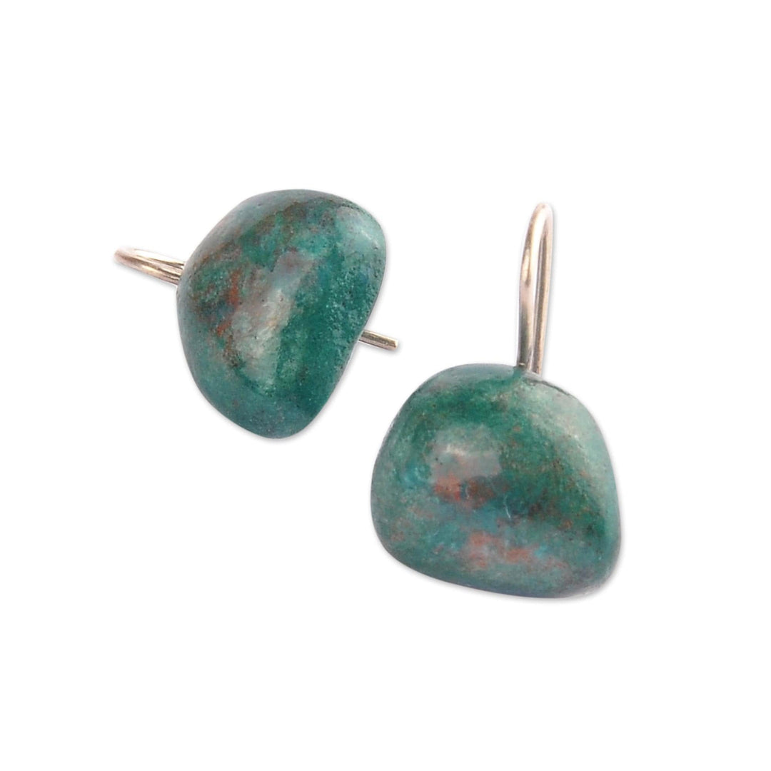 Modern Teal Ceramic Drop Earrings with Sterling Silver Hooks - Teal Sky