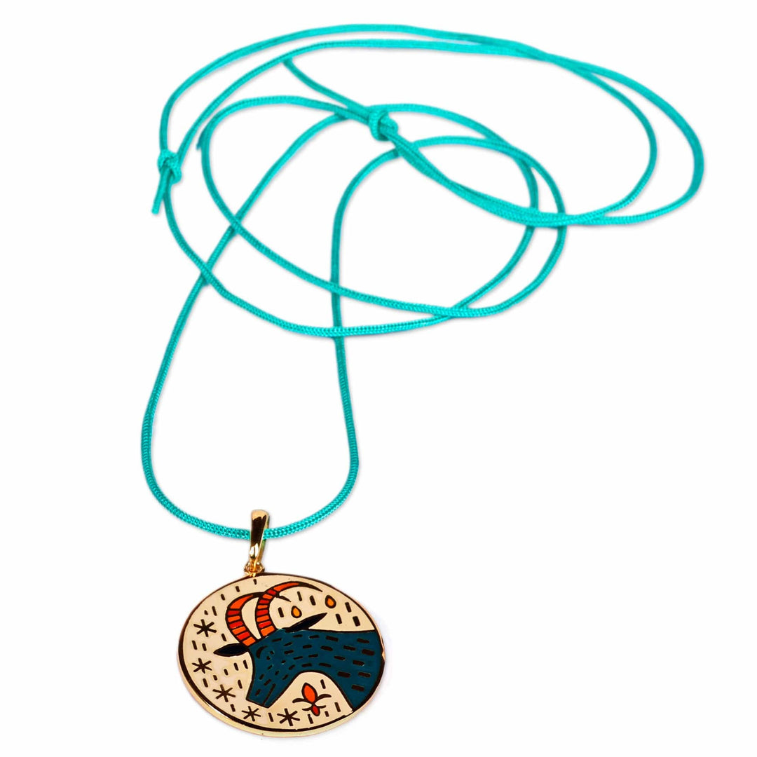 Painted 18k Gold-Plated Capricorn Enamel Pendant Necklace - The Capricorn Emblem