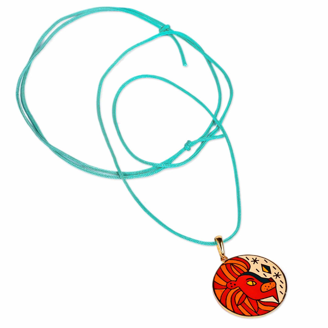 Painted 18k Gold-Plated Leo Enamel Pendant Necklace - The Leo Emblem