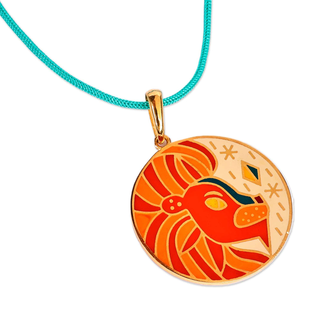 Painted 18k Gold-Plated Leo Enamel Pendant Necklace - The Leo Emblem