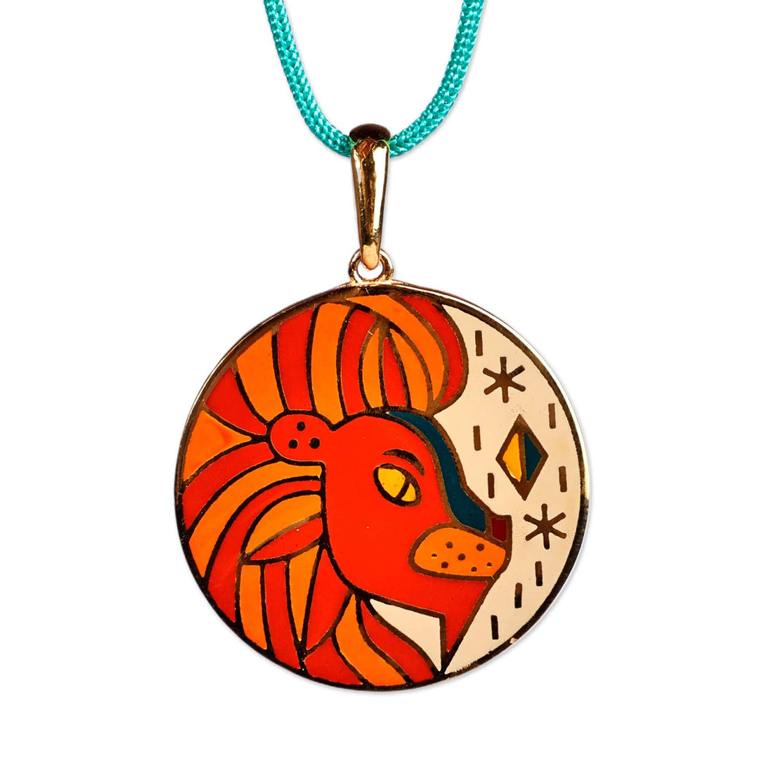 Painted 18k Gold-Plated Leo Enamel Pendant Necklace - The Leo Emblem