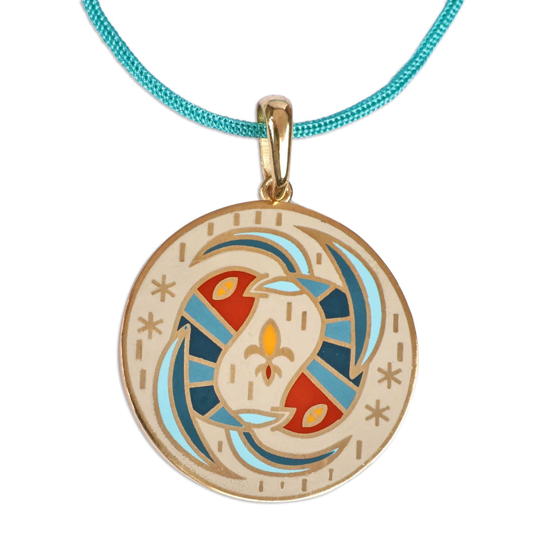 Painted 18k Gold-Plated Pisces Enamel Pendant Necklace - The Pisces Emblem