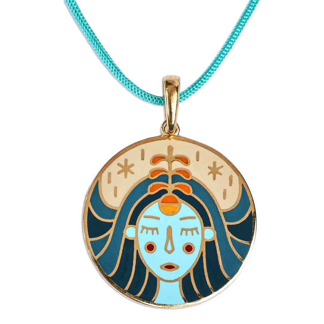 Painted 18k Gold-Plated Virgo Enamel Pendant Necklace - The Virgo Emblem