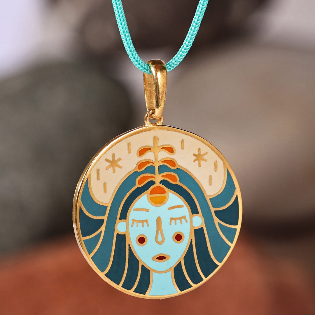 Painted 18k Gold-Plated Virgo Enamel Pendant Necklace - The Virgo Emblem