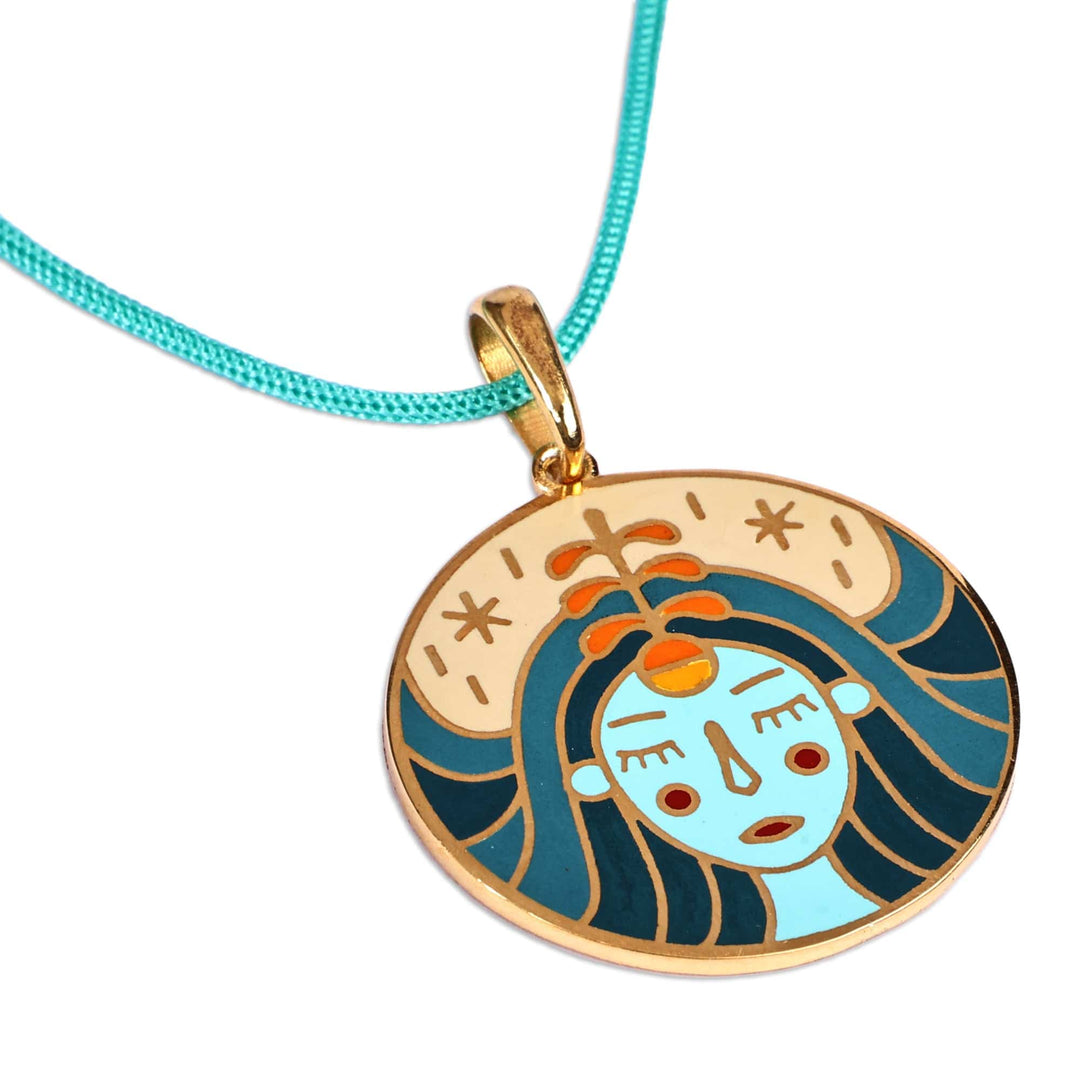 Painted 18k Gold-Plated Virgo Enamel Pendant Necklace - The Virgo Emblem