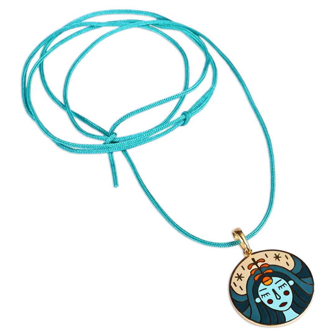 Painted 18k Gold-Plated Virgo Enamel Pendant Necklace - The Virgo Emblem