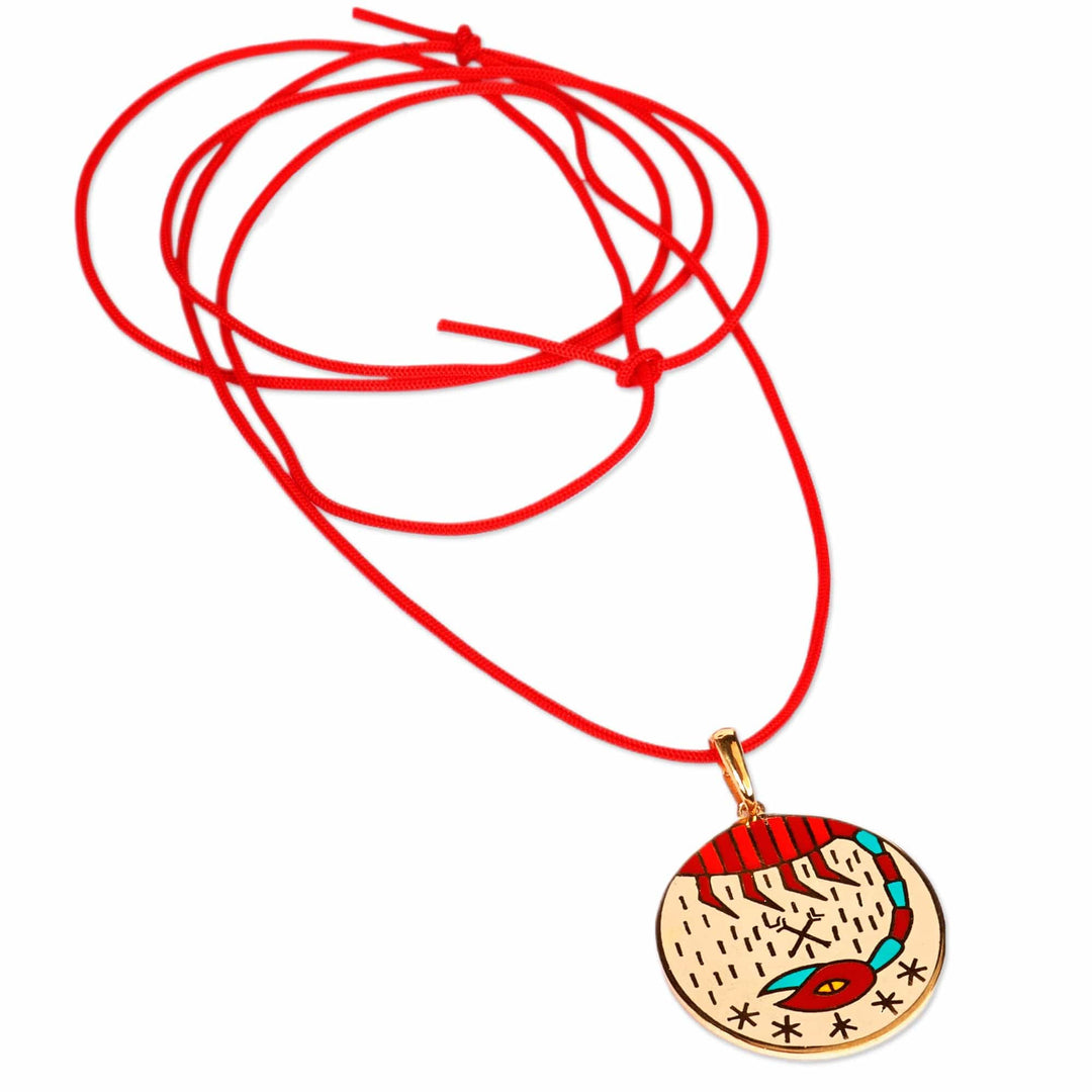 Painted 18k Gold-Plated Scorpio Enamel Pendant Necklace - The Scorpio Emblem