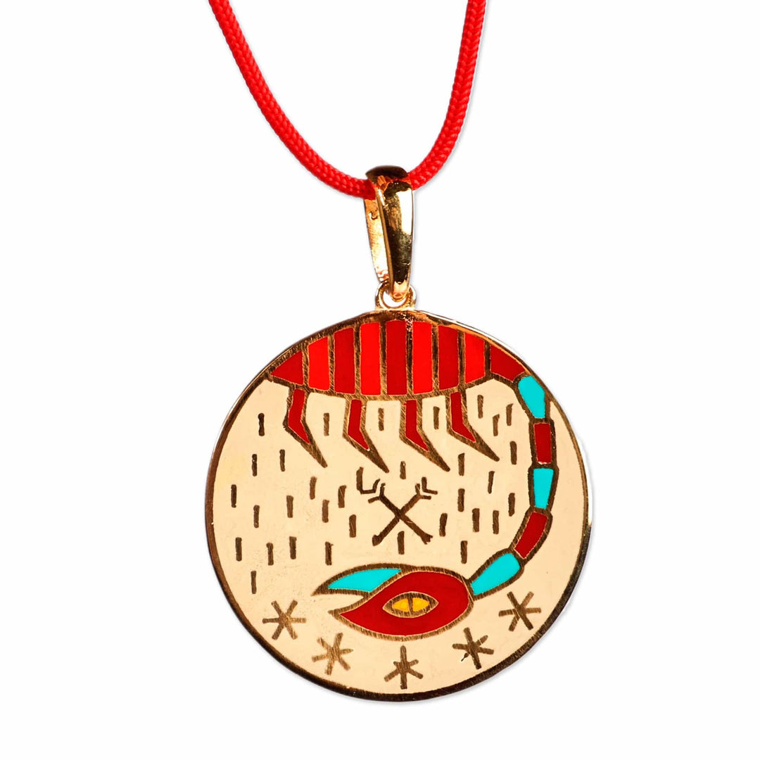 Painted 18k Gold-Plated Scorpio Enamel Pendant Necklace - The Scorpio Emblem