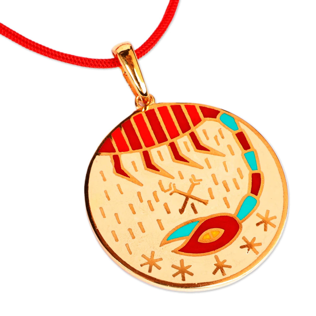 Painted 18k Gold-Plated Scorpio Enamel Pendant Necklace - The Scorpio Emblem