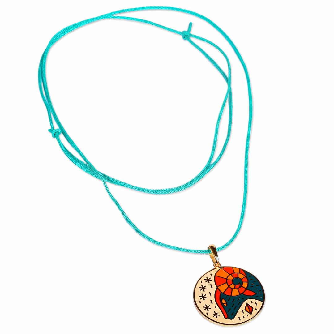 Painted 18k Gold-Plated Aries Enamel Pendant Necklace - The Aries Emblem