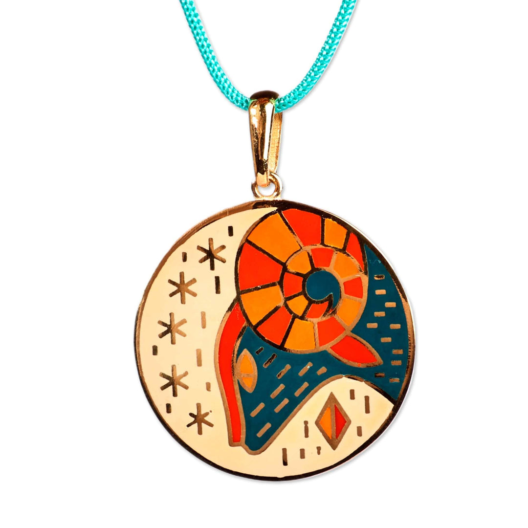 Painted 18k Gold-Plated Aries Enamel Pendant Necklace - The Aries Emblem