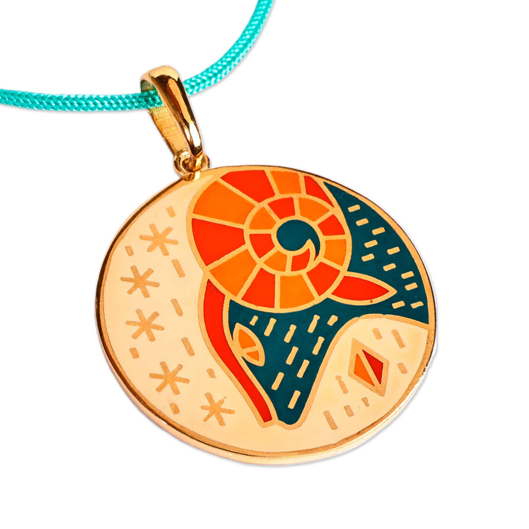 Painted 18k Gold-Plated Aries Enamel Pendant Necklace - The Aries Emblem