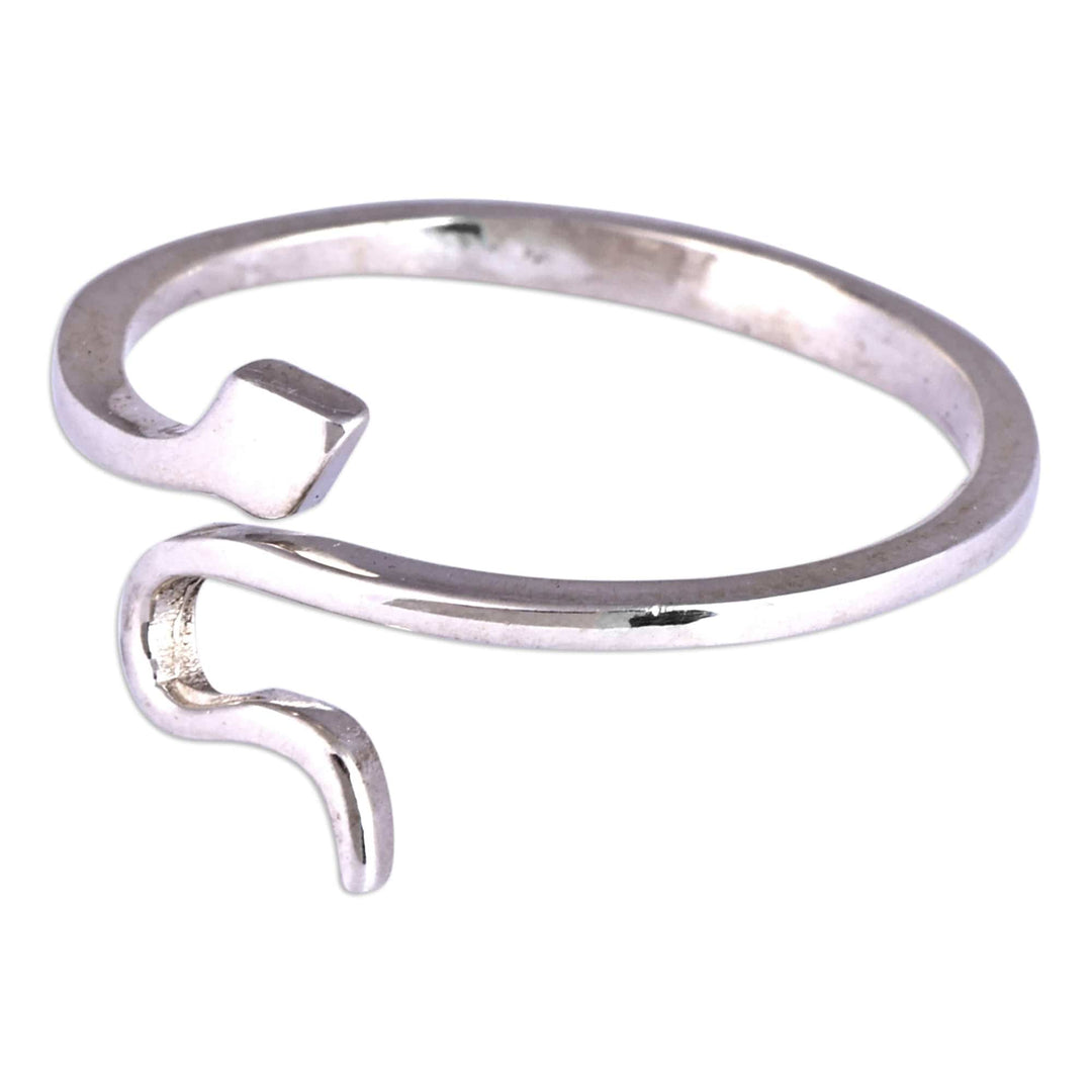 Modern Sterling Silver Snake Wrap Ring with Polished Finish - Snake Splendor