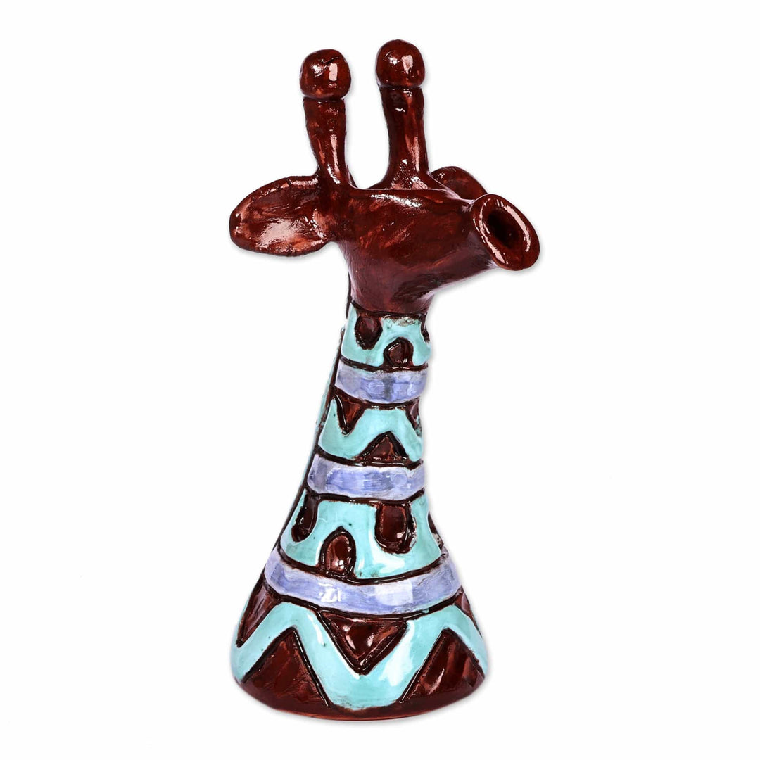 Wavy Purple and Blue Ceramic Giraffe Sculpture from Armenia - Wavy Giraffe